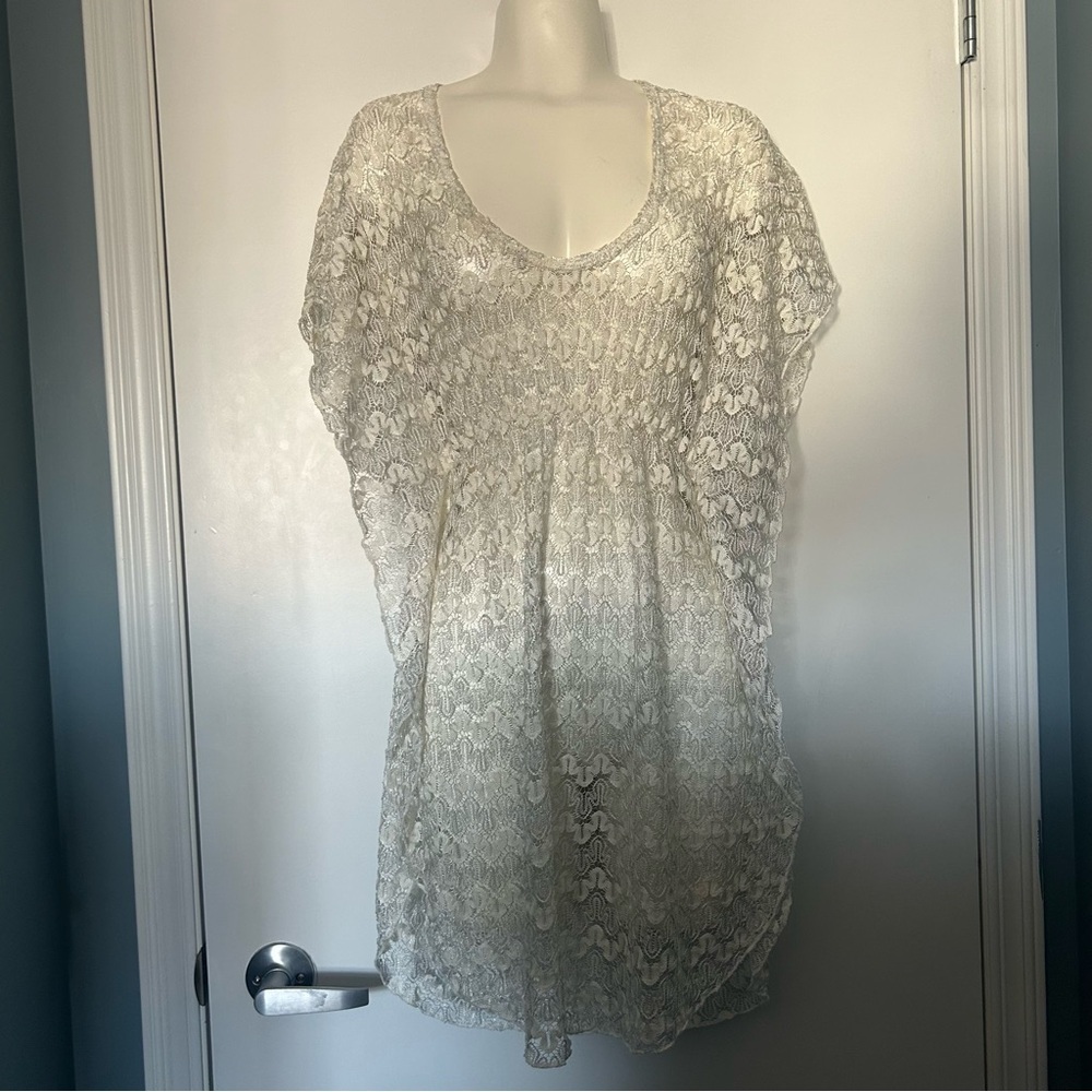 Jordan Taylor White Lace Kimono Style Mini Dress Swimsuit Cover